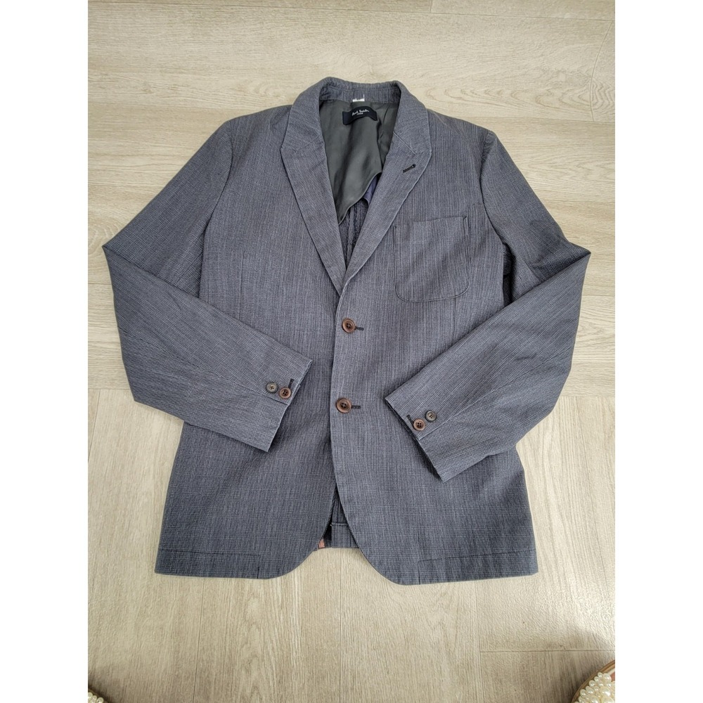 Paul Smith Blazer Jacket Men's Gray Windowpane Check 2 Button Sport Coat S/XS